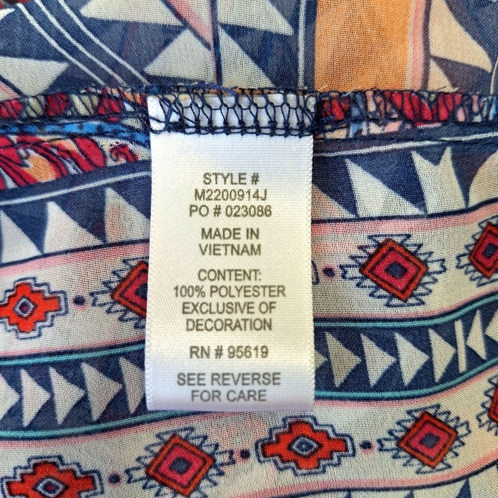 John Paul Richard Boho Bohemian Paisley Peasant Blouse Short Sleeves Sz M - Picture 9 of 11
